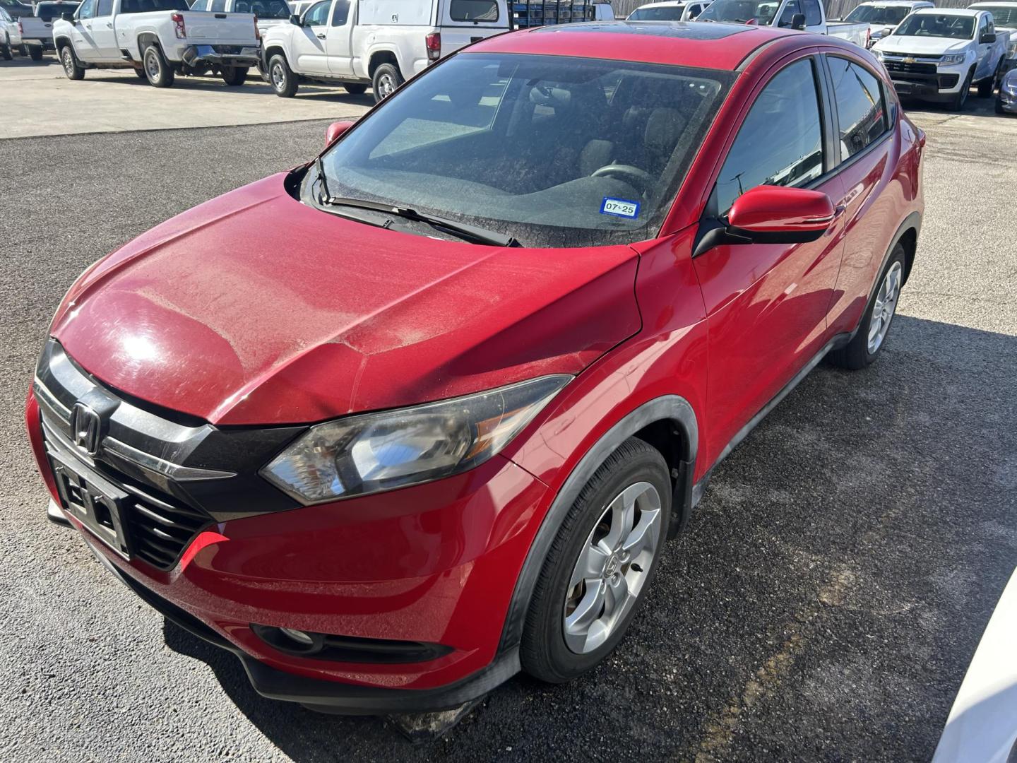 2016 Red Honda HR-V EX 2WD CVT (3CZRU5H50GM) with an 1.8L L4 DOHC 16V engine, Continuously Variable Transmission transmission, located at 1687 Business 35 S, New Braunfels, TX, 78130, (830) 625-7159, 29.655487, -98.051491 - Photo#0