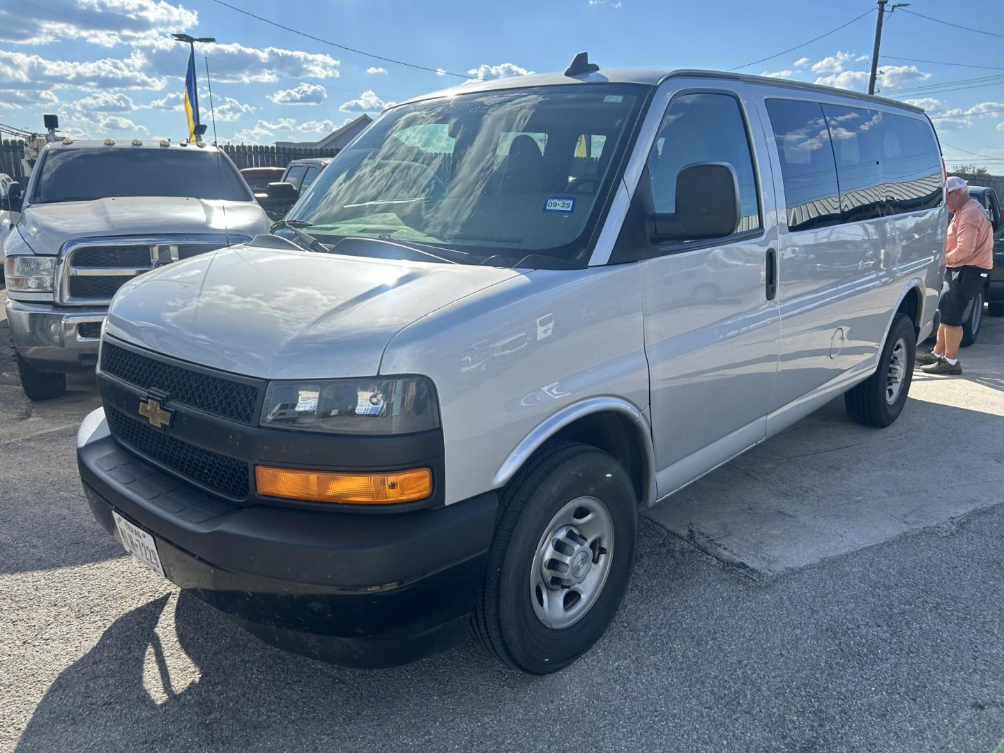 2019 Silver Chevrolet Express LS 3500 (1GAZGLFG8K1) with an 6.0L V8 OHV 16V FFV engine, 6A transmission, located at 1687 Business 35 S, New Braunfels, TX, 78130, (830) 625-7159, 29.655487, -98.051491 - Photo#0