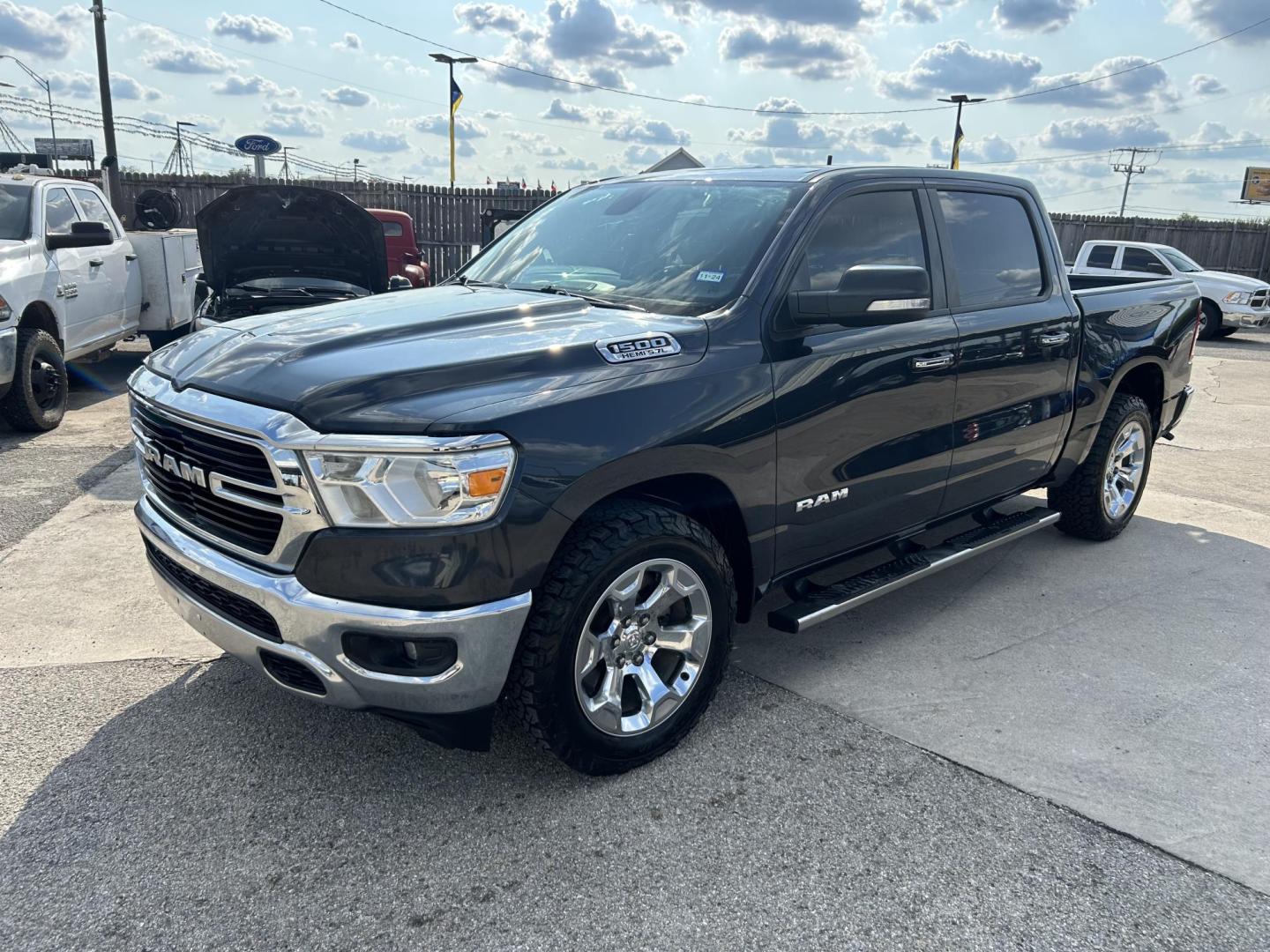 2019 Grey RAM 1500 Big Horn Crew Cab SWB 2WD (1C6RREFT3KN) with an 5.7L V8 OHV 16V engine, 8A transmission, located at 1687 Business 35 S, New Braunfels, TX, 78130, (830) 625-7159, 29.655487, -98.051491 - Photo#0