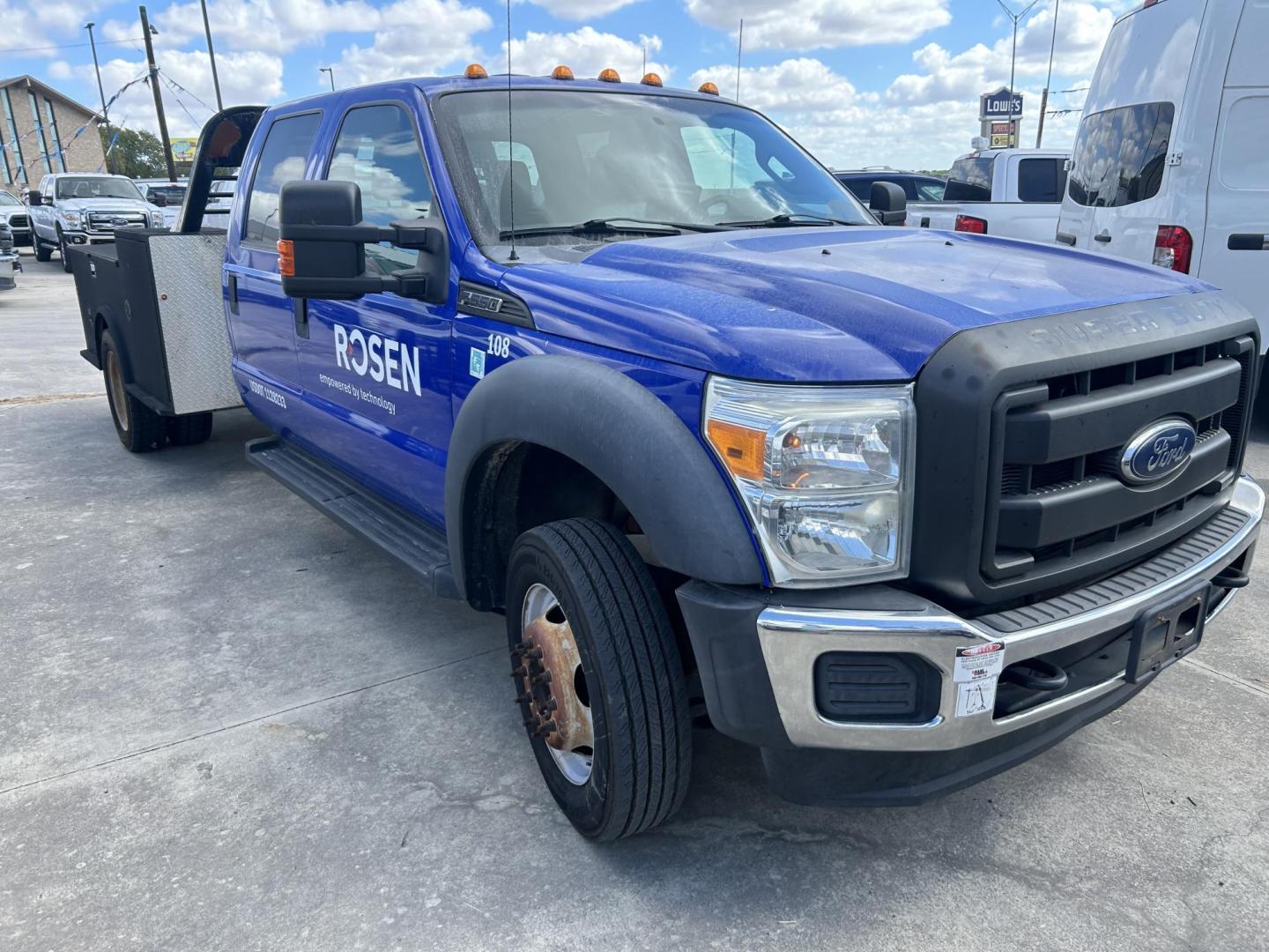 2016 Blue Ford F-550 Crew Cab DRW 2WD (1FD0W5GTXGE) with an 6.7L V8 OHV 16V DIESEL engine, located at 1687 Business 35 S, New Braunfels, TX, 78130, (830) 625-7159, 29.655487, -98.051491 - Photo#4